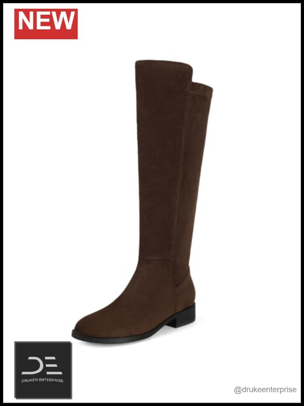 Women's Flat Knee High Boots Round Toe Side Zipper Faux Suede Fall